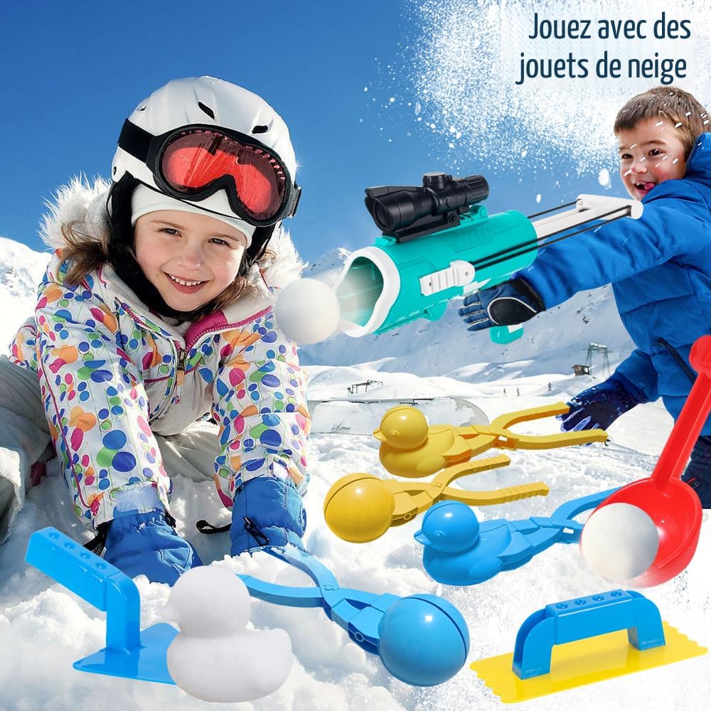PpgejGEK Outil de Fabrication de Boules de Neige avec Poignée pour Batailles de Neige Enfants Adultes Plastique Léger Jeu de Clip de Sable Rapide Activité Extérieure Hiver