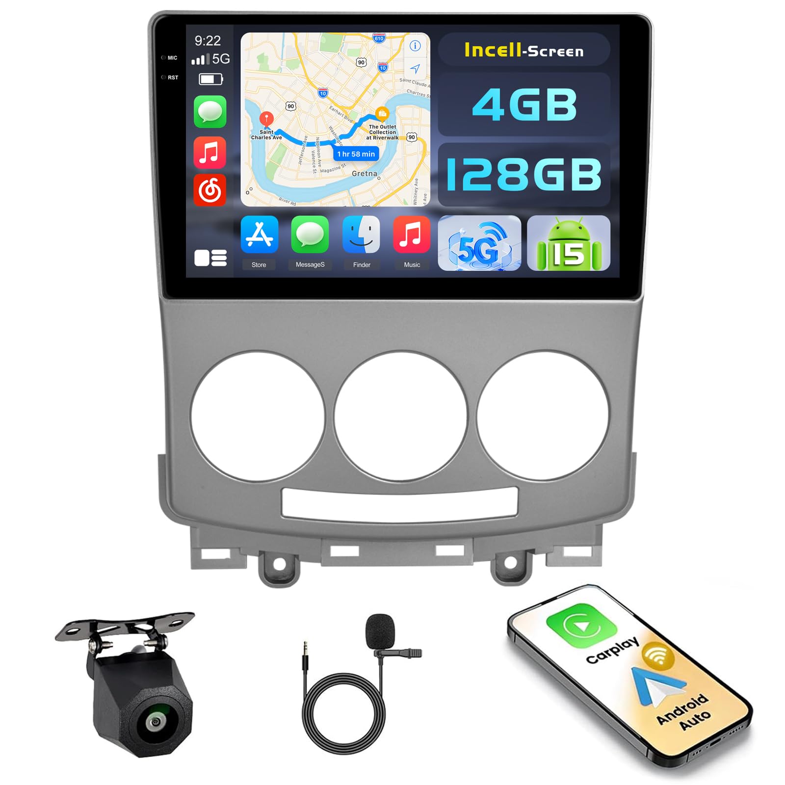 Radio samochodowe mazda 5, samochodowe stereo mazda 5 2007 2008 2009 2010, radio samochodowe mazda 5, ekran mazda 5, nawigacja samochodowa mazda 5 2007 2008 2009 2010 z wifi carplay mazda 5 z bluetoot