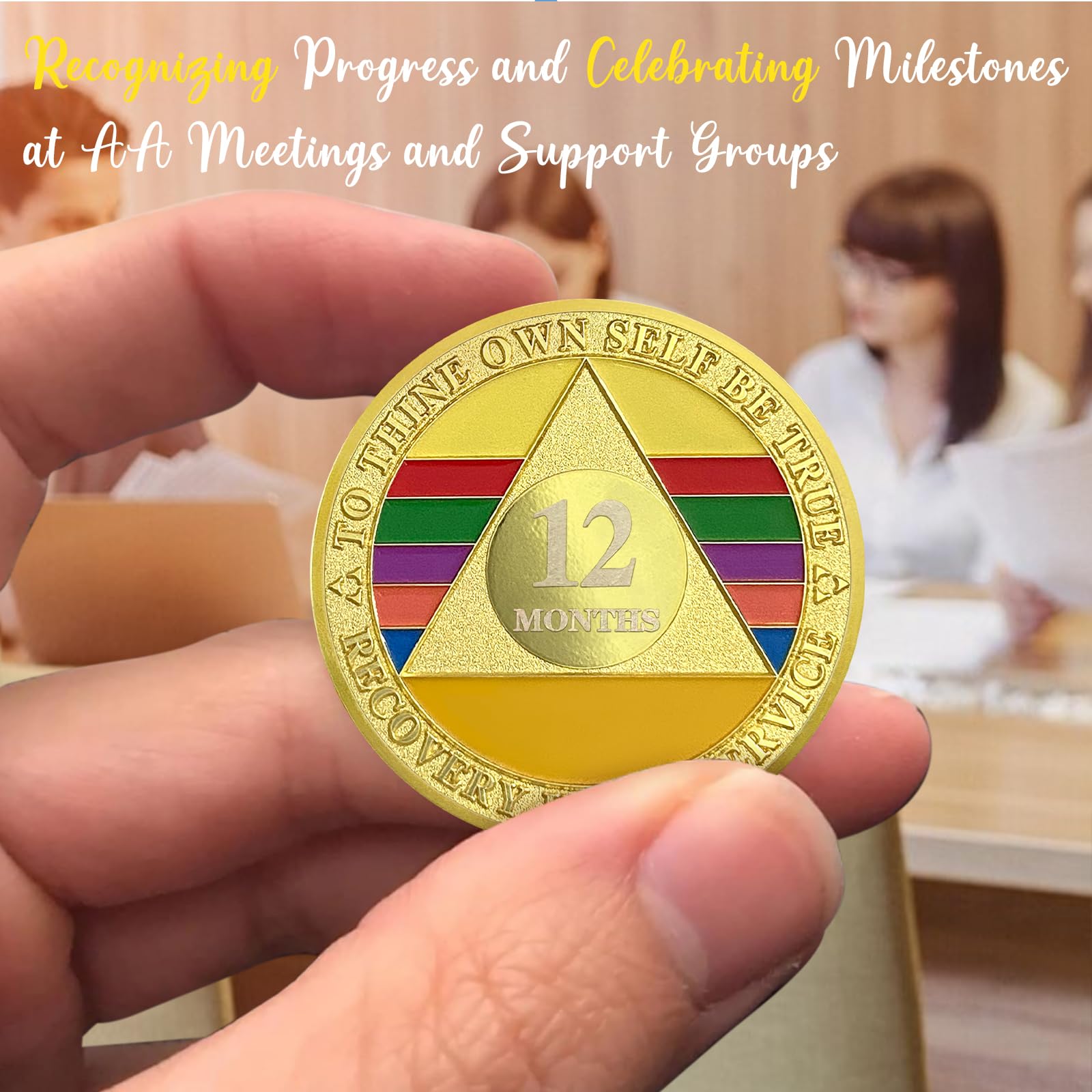 12-Monats-Nüchternheits-Chip Regenbogen Triplate AA Münze und Medaille Nüchternheits- Recovery Chips, Sober-Jubiläumstoken, Geschenke zur Nüchternheit, Anonyme Alkoholiker, Recovery