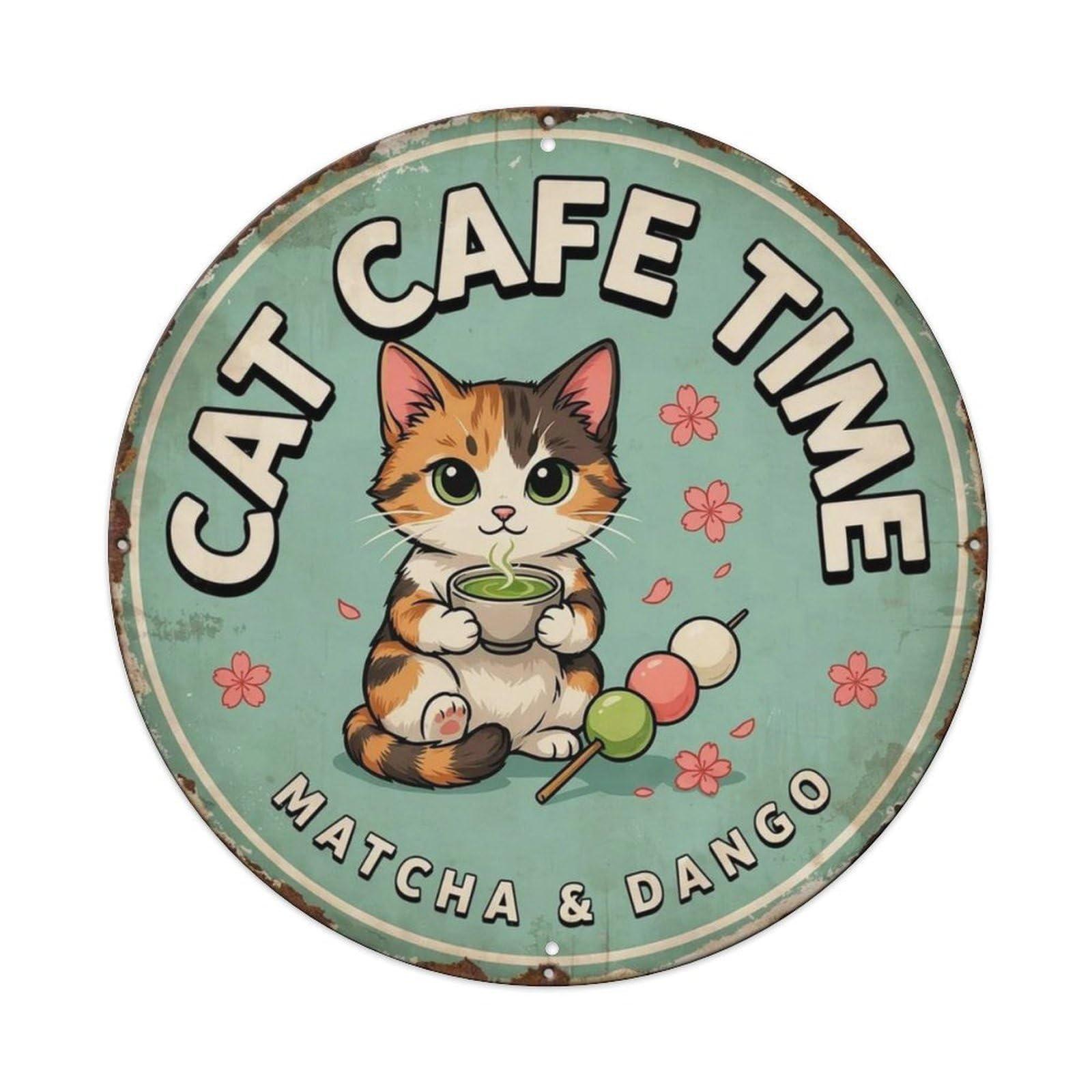 Cat Cafe Time Manga Metal Tin Sign Plaque