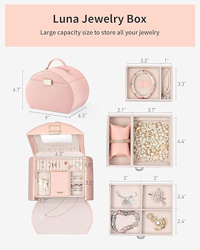 Miniatura 3 de Caja de joyería Vlando para niñas estilo princesa diseñada en Países Bajos regalo fabuloso para niñas color rosa