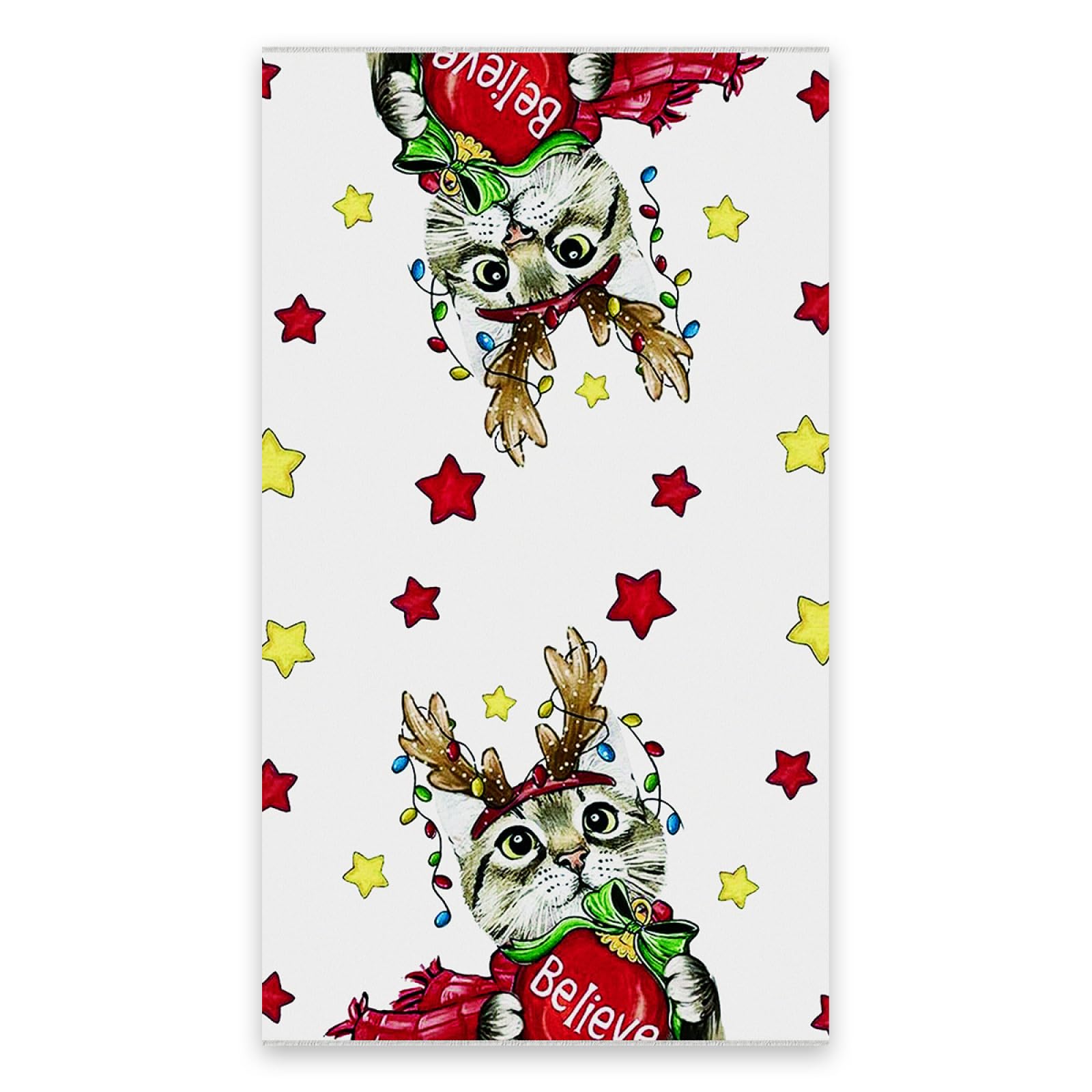 Paños de Cocina Gato De Navidad Rojo Trapos Cocina Suaves Lavable Poliéster Secado Rápido Reutilizables para Baño Barra Restaurante Picnic etc Toallas de Limpieza 4 Piezas (40x60 cm)