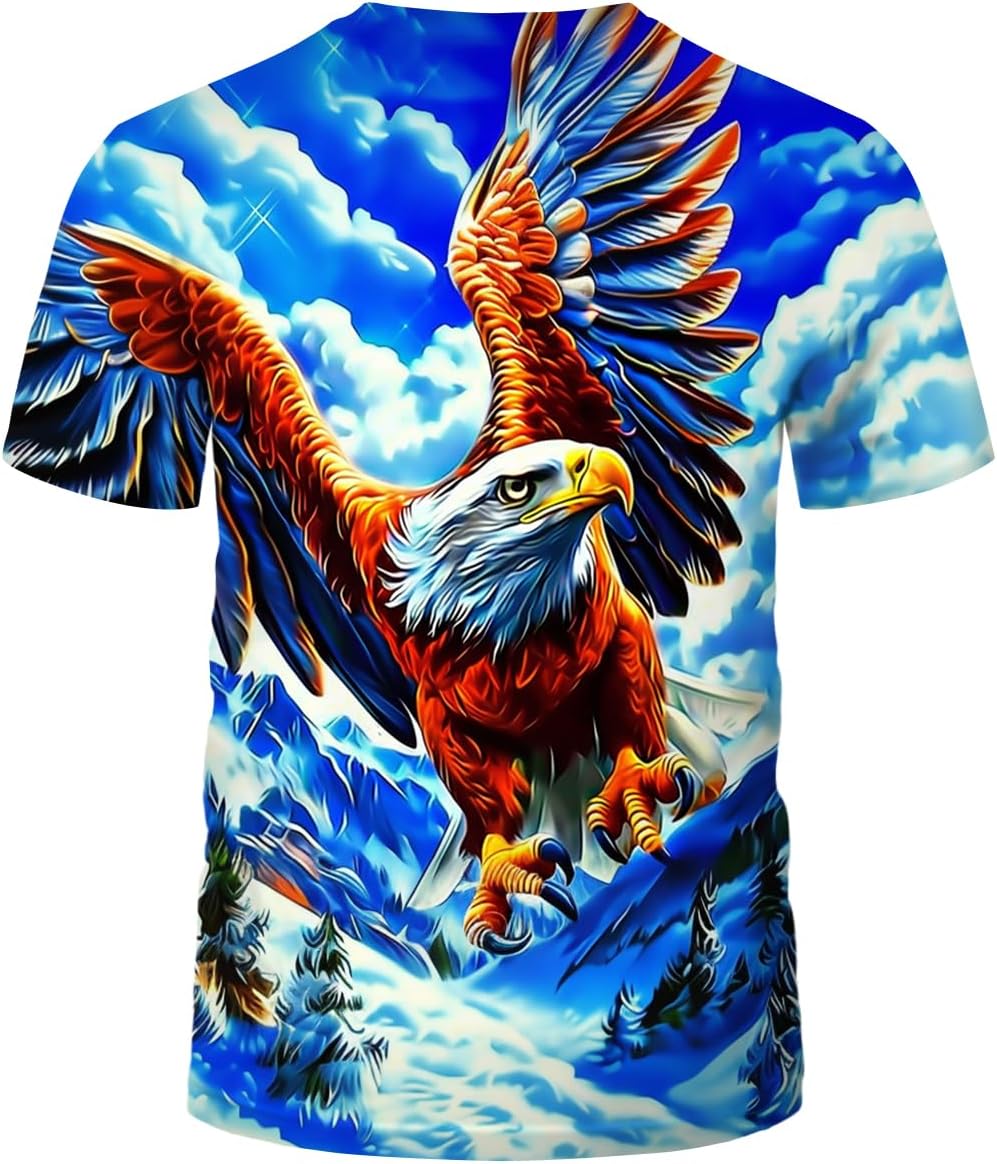 LAOLIUSN Novelty Men's American Bald Eagle T-Shirt Funny Eagle Graphic Tee Shirt - Image 3