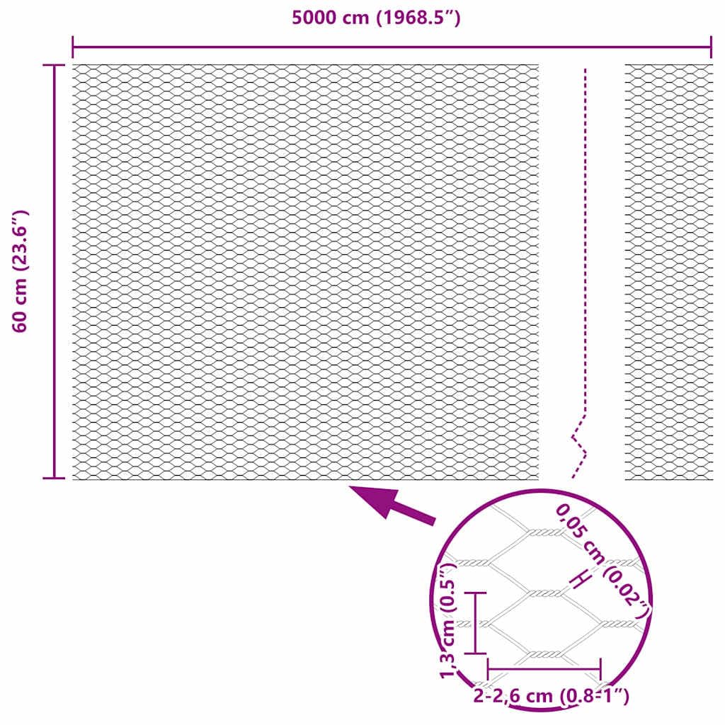 Cerca Hexagonal Plateado 0,6 x 50 m Acero galvanizado para gallineros y huertos,Protege Animales pequeños,Uso Exterior Seguro y versátil Tamaño de Malla 13 mm