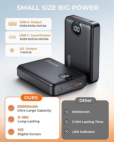 Miniatura 4 de Chaleco calefactable, paquete de batería de 20000 mAh, 7.4 V5 V, batería recargable para chaleco térmico compatible con ORORO y Venustas, banco de