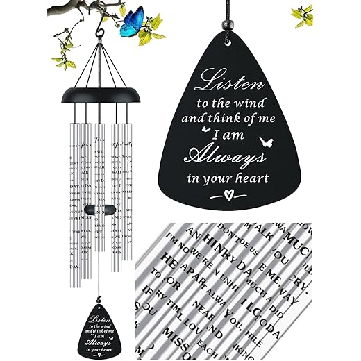 Sympathy Memorial Wind Chimes for Outside Loss of Loved One, Sympathy Gift Baskets Windchimes Outdoors in Memory of A Loved One, Grief Funeral Bereavement Memorial Gifts for Loss of Father Mother, 32"