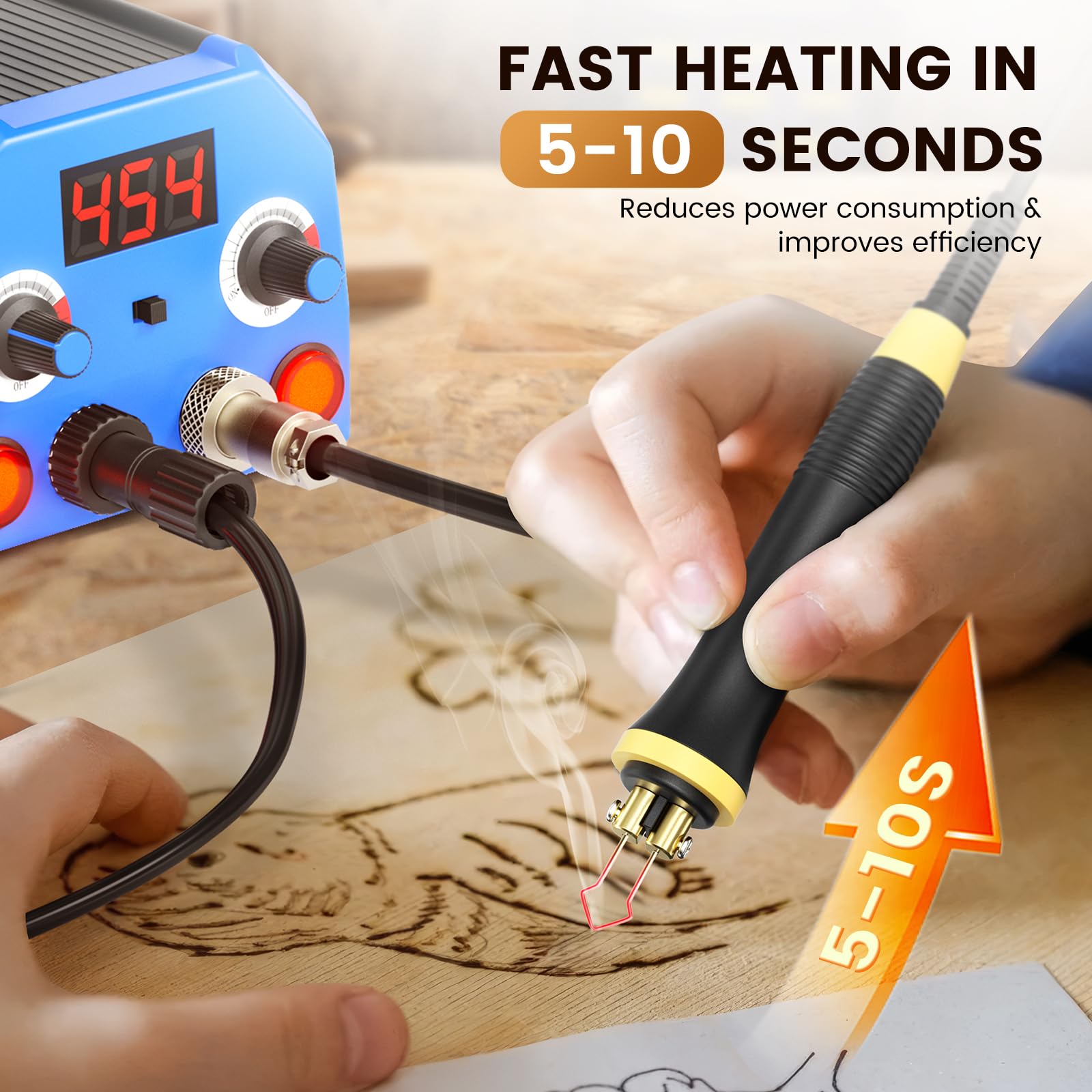 Kit de Quemado de Madera Actualizado con 3 Lápices, 30 Puntas de Alambre y 7 Puntas Sólidas, Herramienta de Pirograbado con Pantalla Digital de Temperatura para Obras de Arte de Pirograbado
