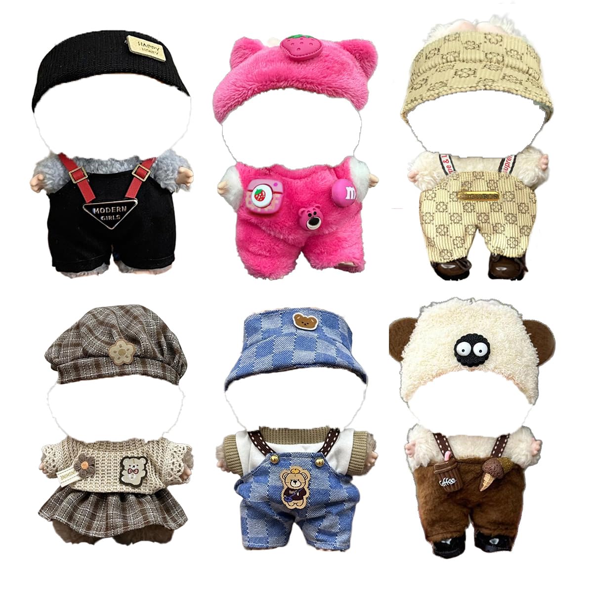 Clothes for 15/17cm Dolls - 6 Set Clothes for 6.7 Inch Dolls, Premium Stylish Outfit with Accessories for Play & Display（No Doll） (SET1)