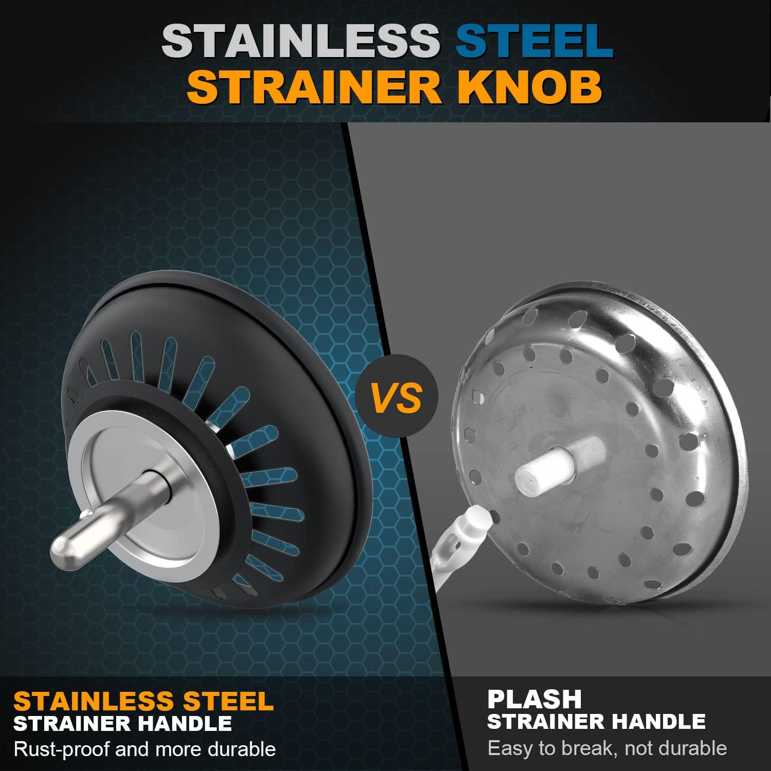 BOTEMY B9173 Kitchen Sink Drain Assembly 3-1/2 inch with Removable Sink Strainer Basket/Stopper 304 Stainless Steel (Matte Black) - Image 4