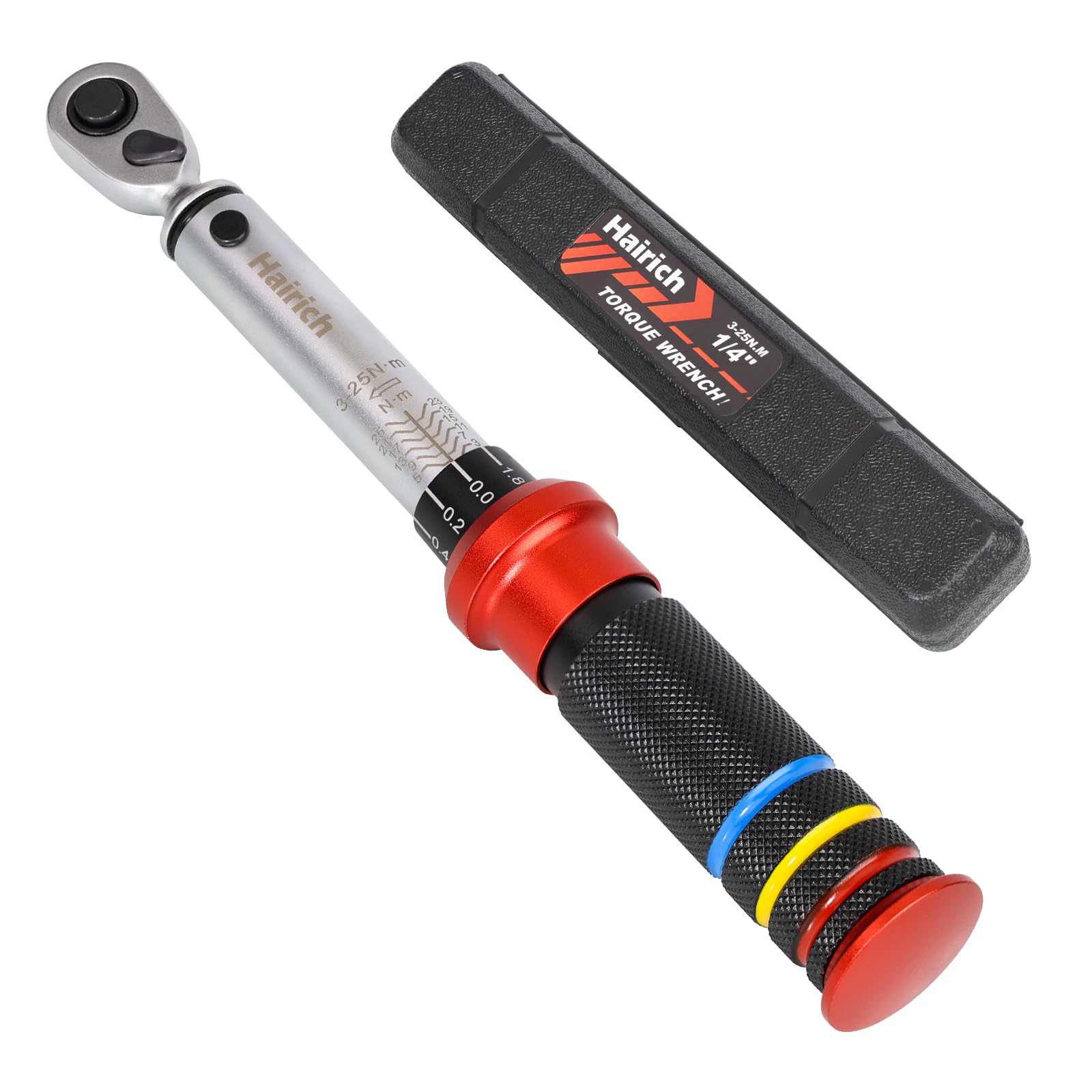 Hairich Drehmomentschlüssel Fahrrad 1/4 Zoll, 3-25Nm, Klein Torque Wrench Set, ±3% Fehlergenauigkeit Drehmoment-Schlüssel mit 72 Zähne Wende Ratschenkopf Baumarkt