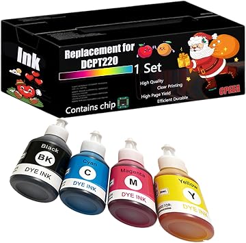 Compatible for Brother DCPT220 Ink Refill Work for Brother DCP-T226 DCP-T300 DCP-T310 DCP-T420W Printers, with Chip, High Yield 5000 Pages, Clear Printing 1 Set