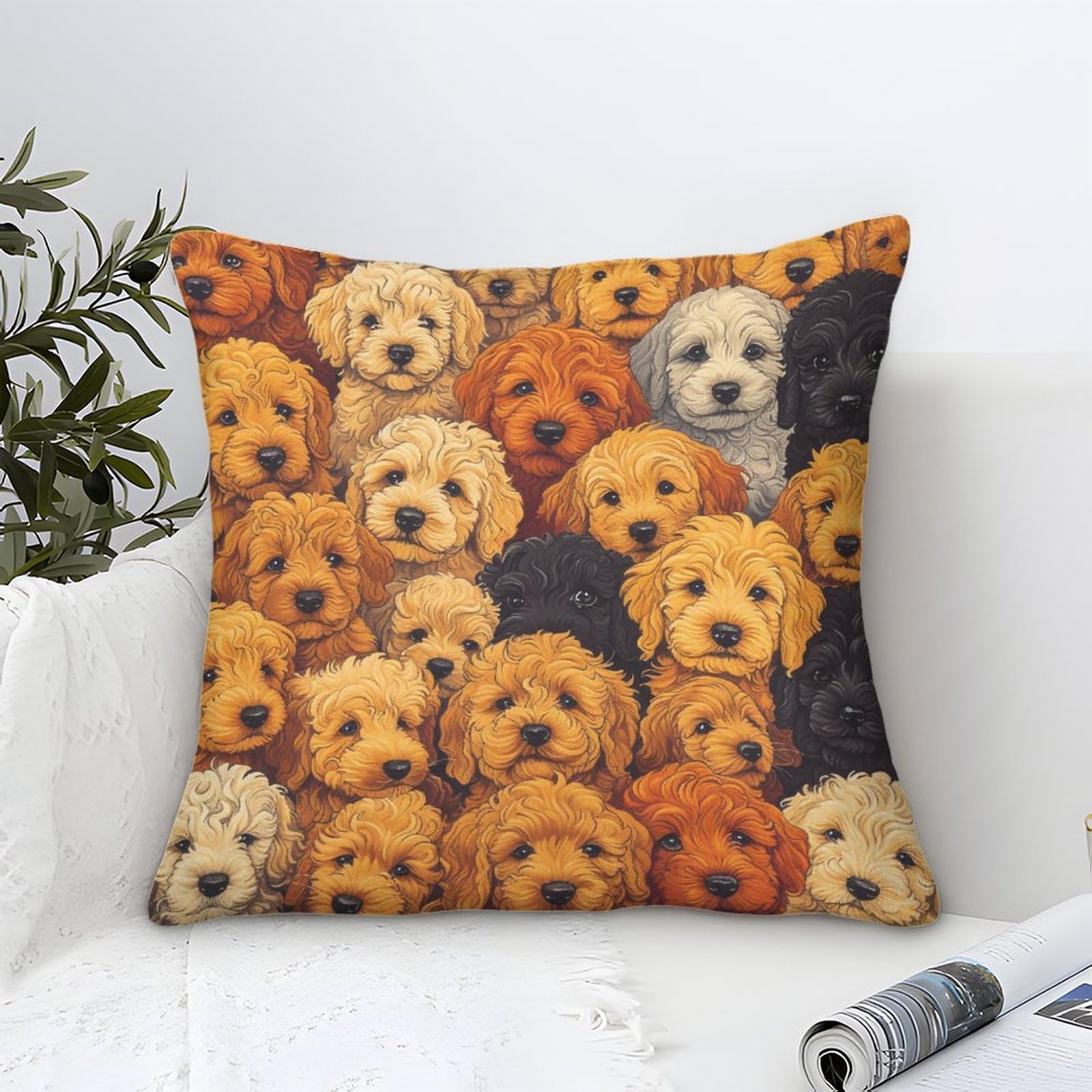 LKBASOEGD 3D Printed Cockapoo Throw Pillow Covers Throw Pillow Case Garden Cushion Super Soft Pack of 1 Home Decor for Sofa Bedroom 40x40cm
