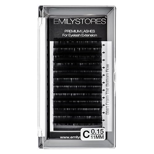 De Emilystores, extensiones de pestañas C-Curl (única talla) con 0.006pulgadas de grosor, pestañas postizas de seda y visón en un solo paquete,