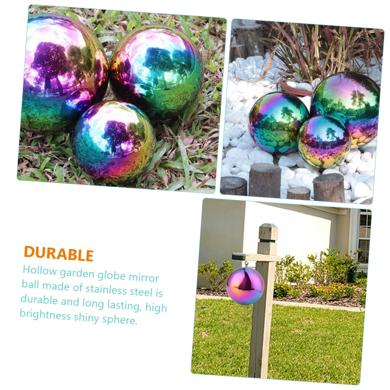 Hemoton Reflective Ball 3pcs Hollow Ball Decor Garden Reflector Globes Compact Small Design Easy to Store