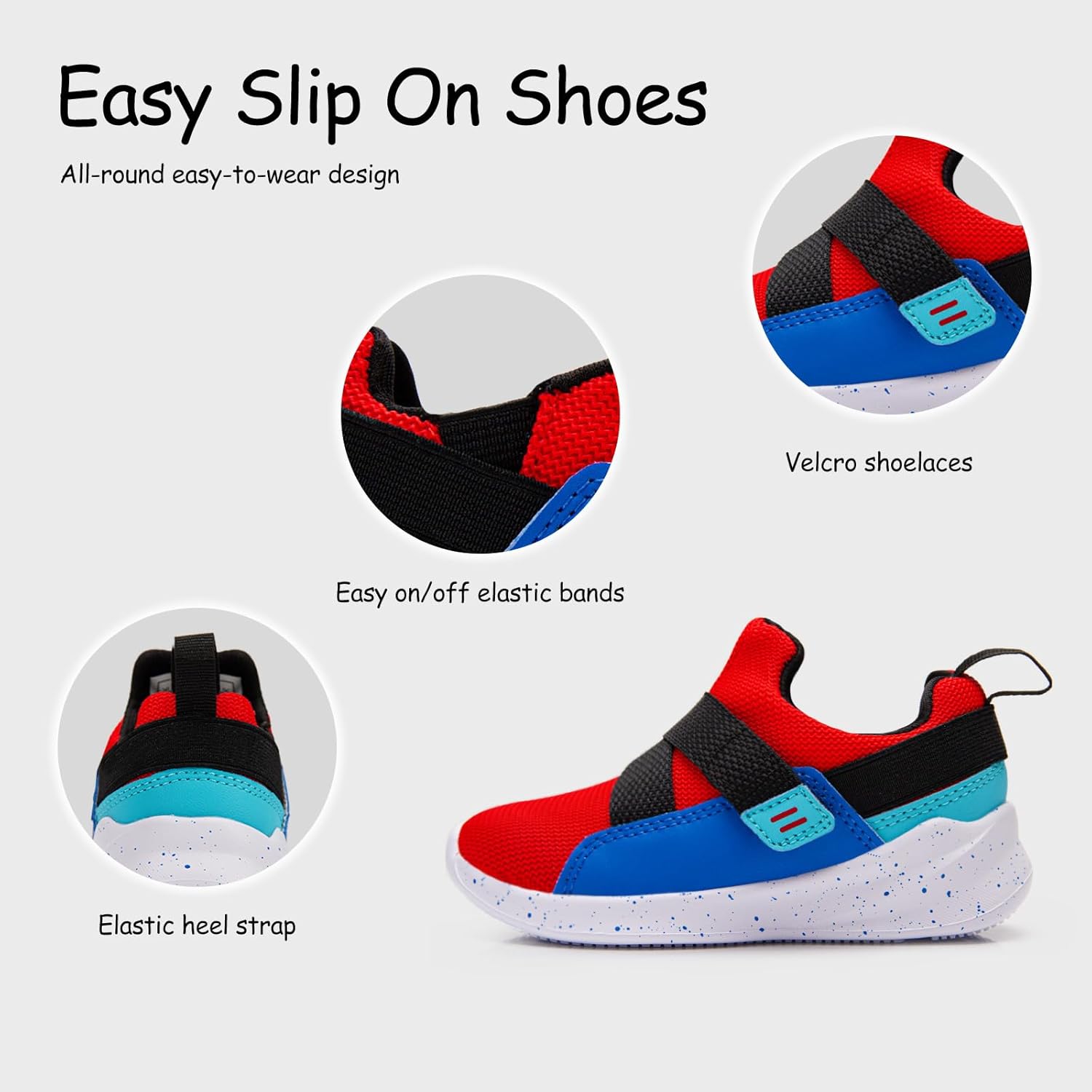 SKYWHEEL Toddler Boys Girls Tennis Shoes Kids Barefoot Slip On Sneakers Lightweight Breathable Mesh Walking Running Sports Athletic Shoes