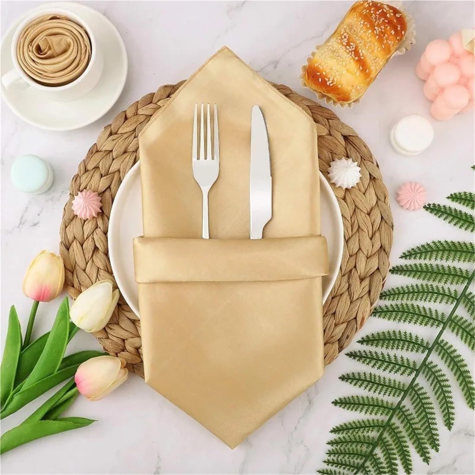 Servilletas De Tela Servilleta De Satén Cuadrada Lavable 30 Y 30cm, 50 Uds., Mesa Tela Suave Liso for Decoración Banquete Boda, Fiesta, Hotel Restaurante(50pcs-Green)