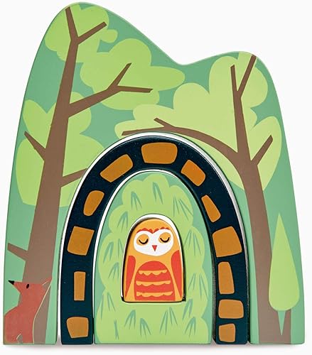 Tender Leaf Toys - Túneles forestales - Accesorios para el juego de tren apilable - Apilador de juguetes, bloques - Juego de juguetes de extremos