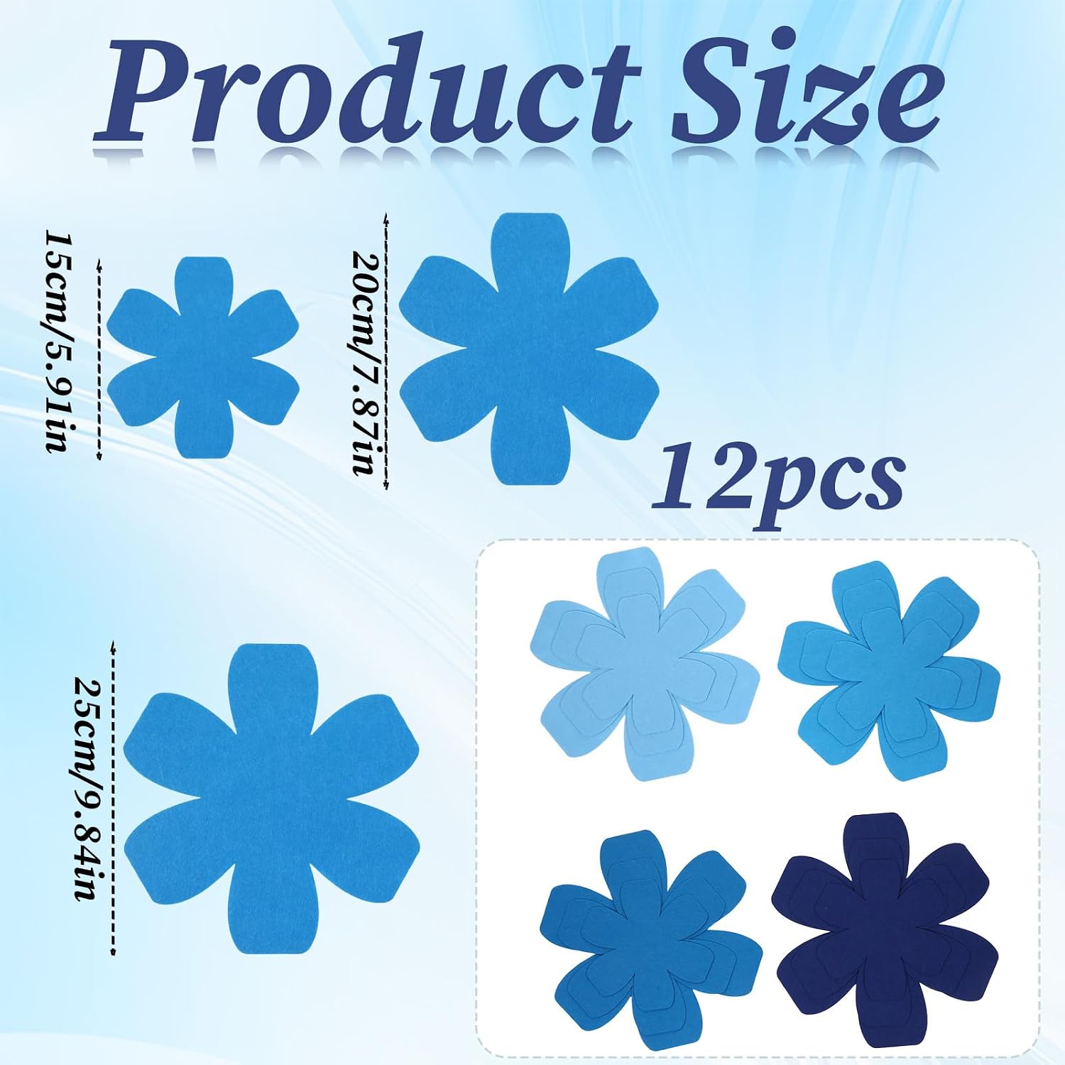 JJUNW 12 Pcs Pot and Pan Protectors, 4 Colors(Blue Tones) Pot Separator Pan Protectors for Stacking, 3 Sizes Thicker Felt Protector Pads Protect Glass Ceramic Plates Cookware from Scratching