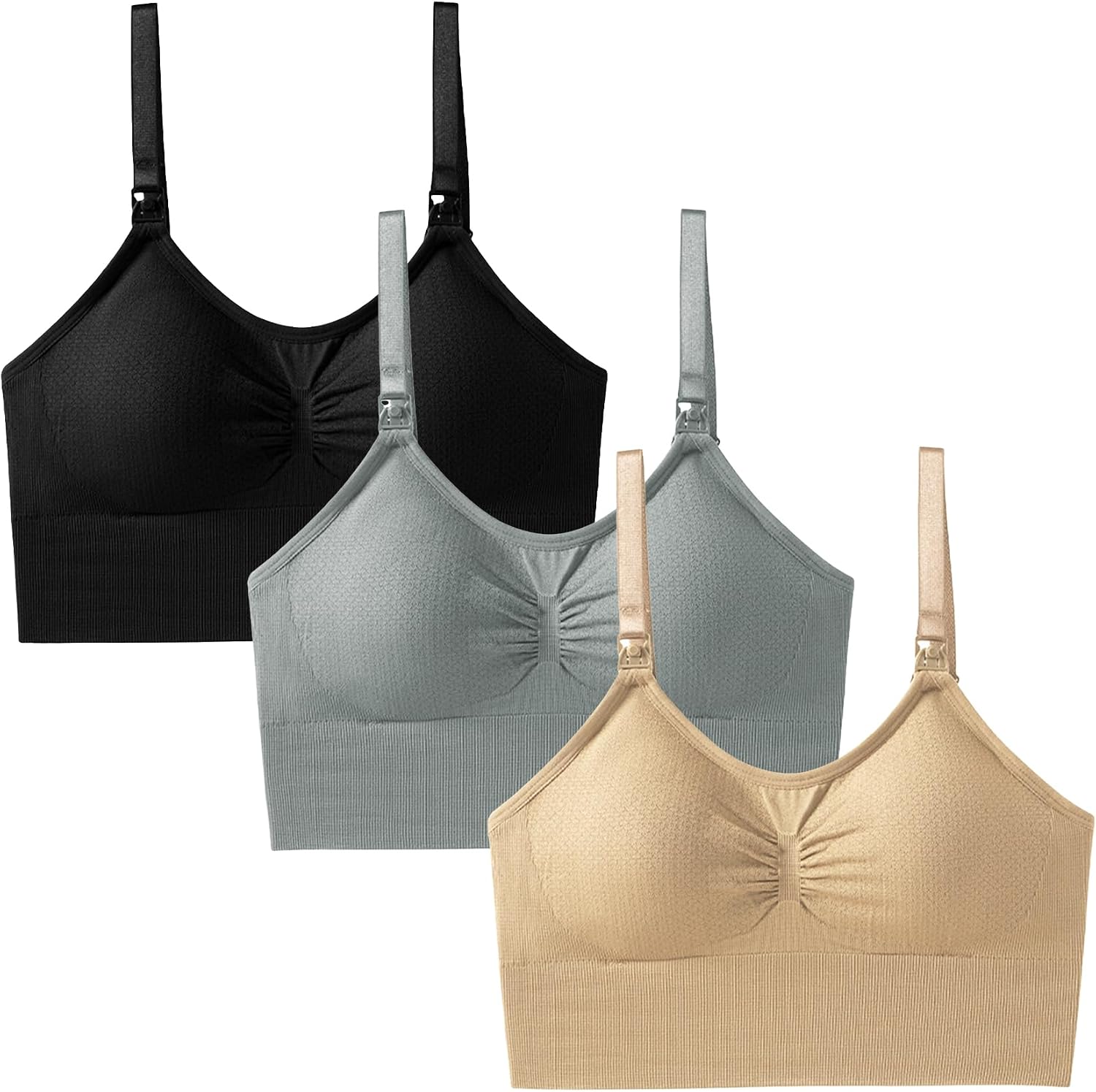3 Pack Nursing Bras for Breastfeeding Hands Free Seamless Maternity Bra Adjustable Straps Wirefree Bralette S-XL