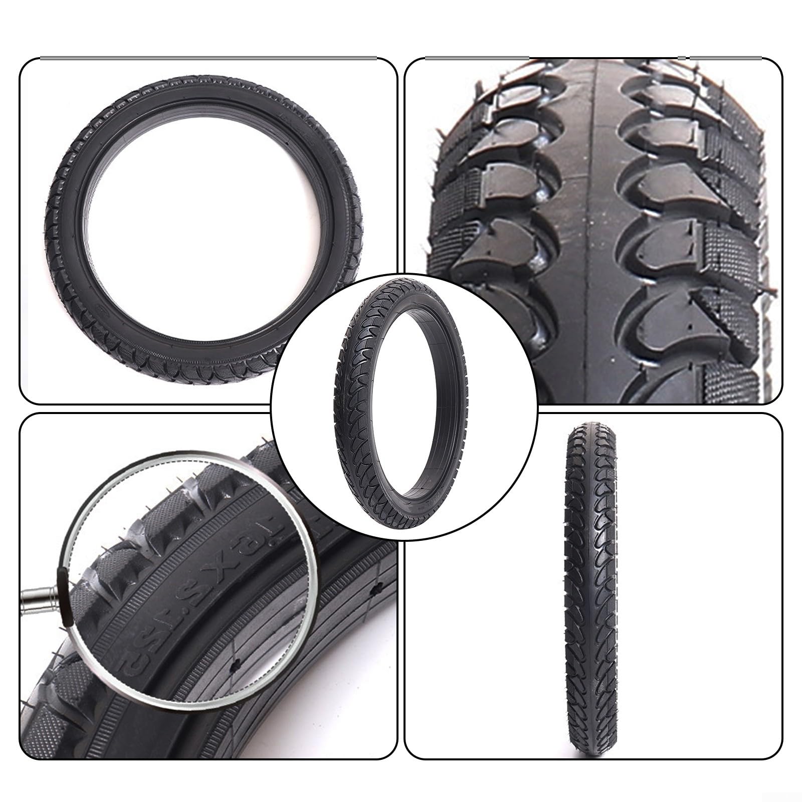 16x2.125 Solid Rubber Tire For E-Bikes, Scooters, Wheelchairs - Airless, Puncture Proof Replacement (Black)