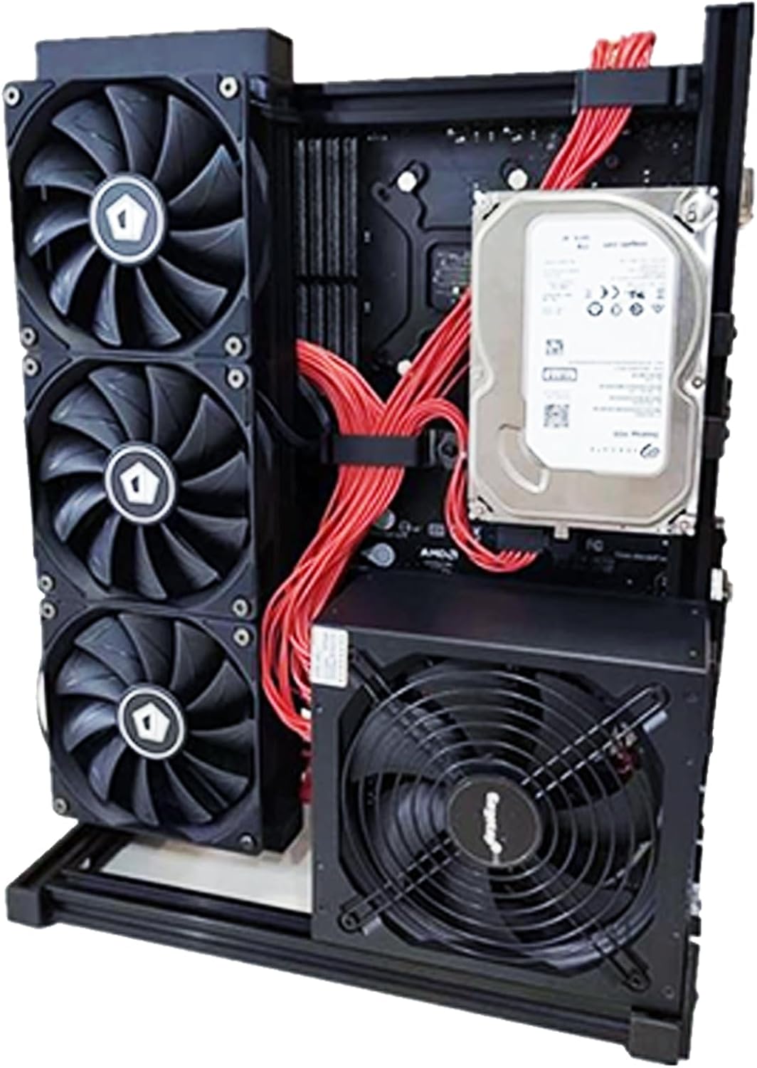 PC Test Bench Motherboard Case, Aluminum Open Frame Computer Case Rack Bracket, Support ATX Computer Case and 180 Water-Cooled,DIY Creative Personality Motherboard Chassis Set, Vertical Overclocking