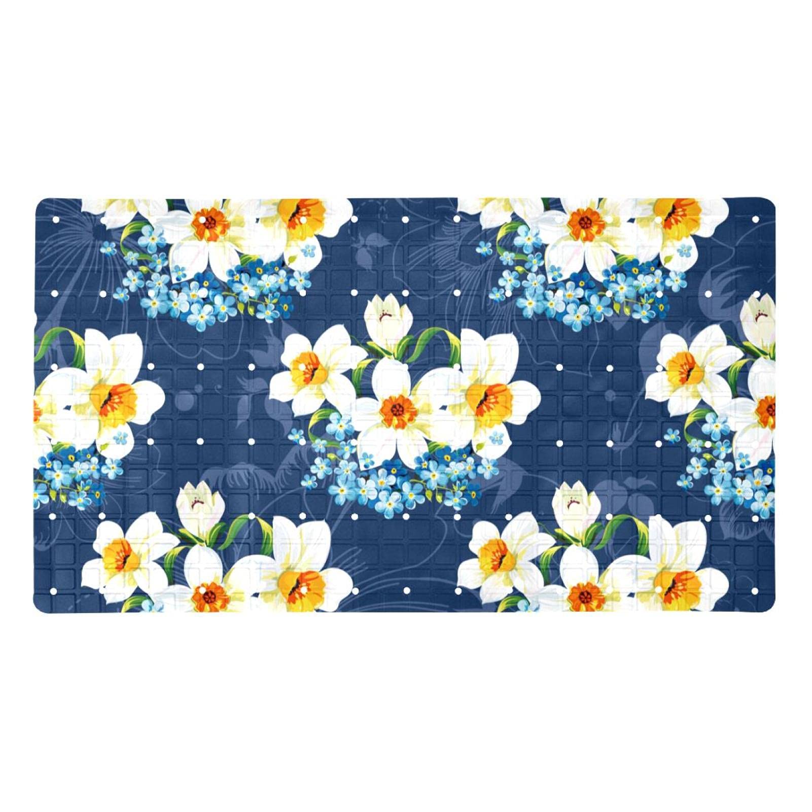 Tapis de bain antidérapant avec ventouses puissantes et trous de drainage