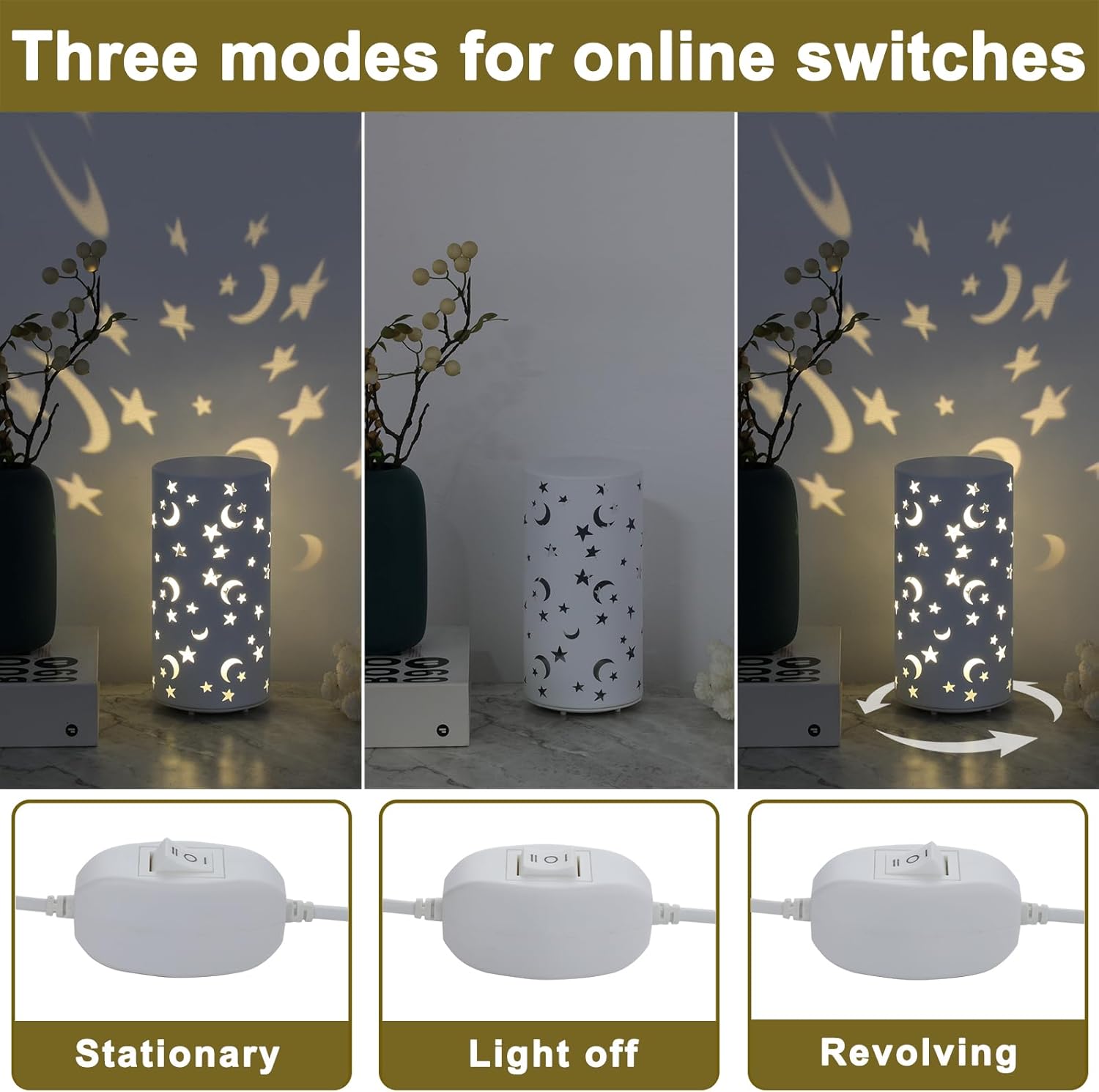 Star & Moon Night Light - USB Rechargeable Portable Bedside Lamp, Adjustable Color Lamp for Kids, Women, Bedroom, Home Décor, Gift for Mom, Nursery, Birthday & Holiday Gifts