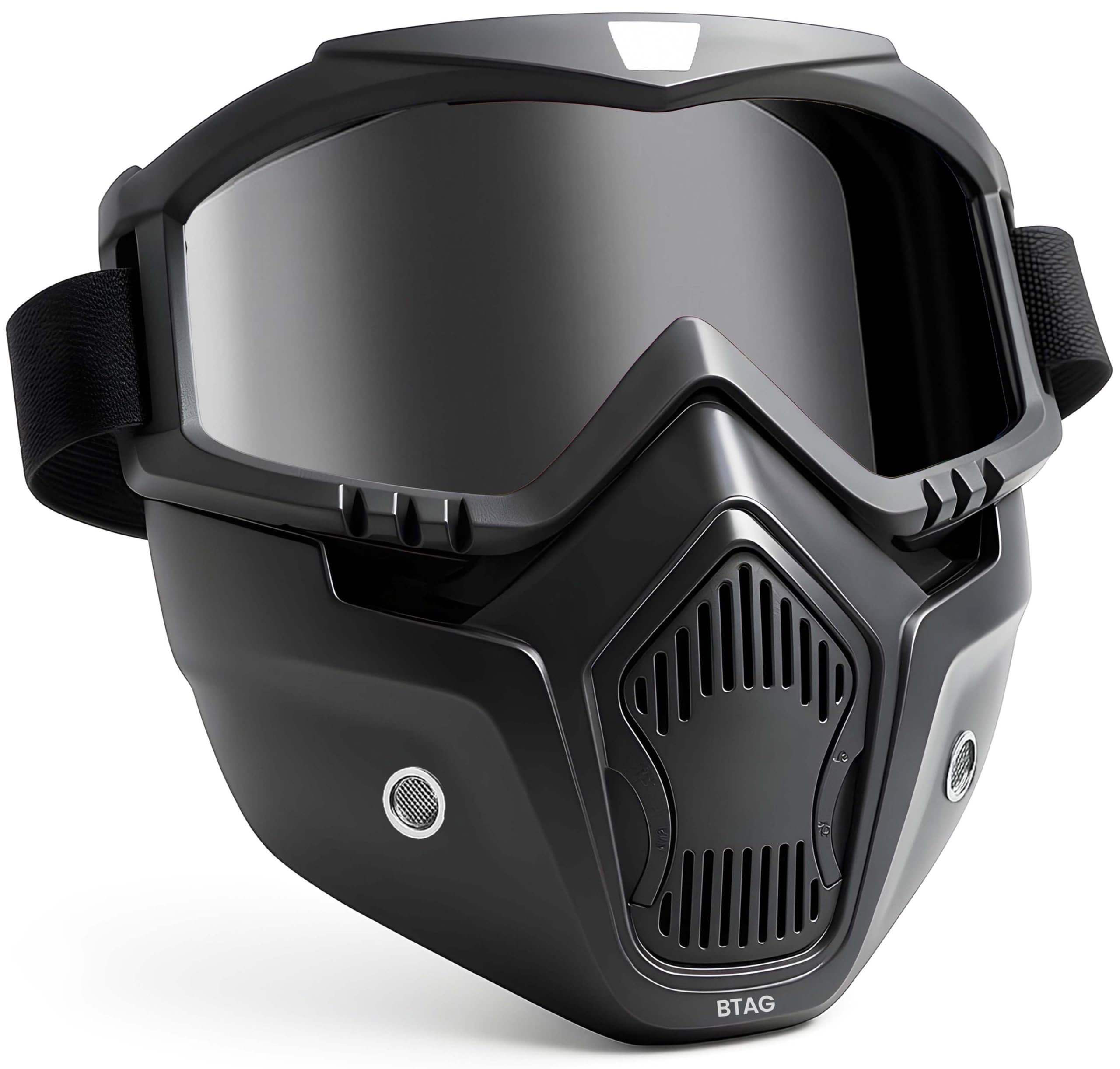Btag Anti Scratch UV Protective Motorcycle Face Mask with Detachable Goggles | Anti-Fog UV Protection Riding Mask with Removable Breathable Filter | Full Face Windproof Shield for Biking.(Black)-picture-13