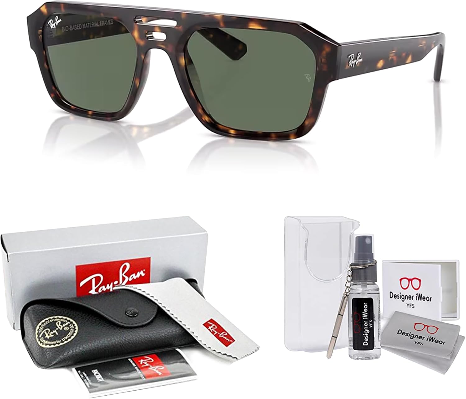 Ray-Ban Corrigan RB4397 Square Sunglasses for Men for Women +BUNDLE with ACCESSORY EYEWEAR KIT - Image 2