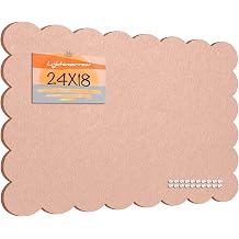 Lightomorrow Scalloped Bulletin Board, 24 x 18 Inches Felt Pin Board - Decorative Cork Alternative for Wall, Foldable Picture Self-Adhesive Vision Prayer Board with 20 Pushpins - Mauvey Pink