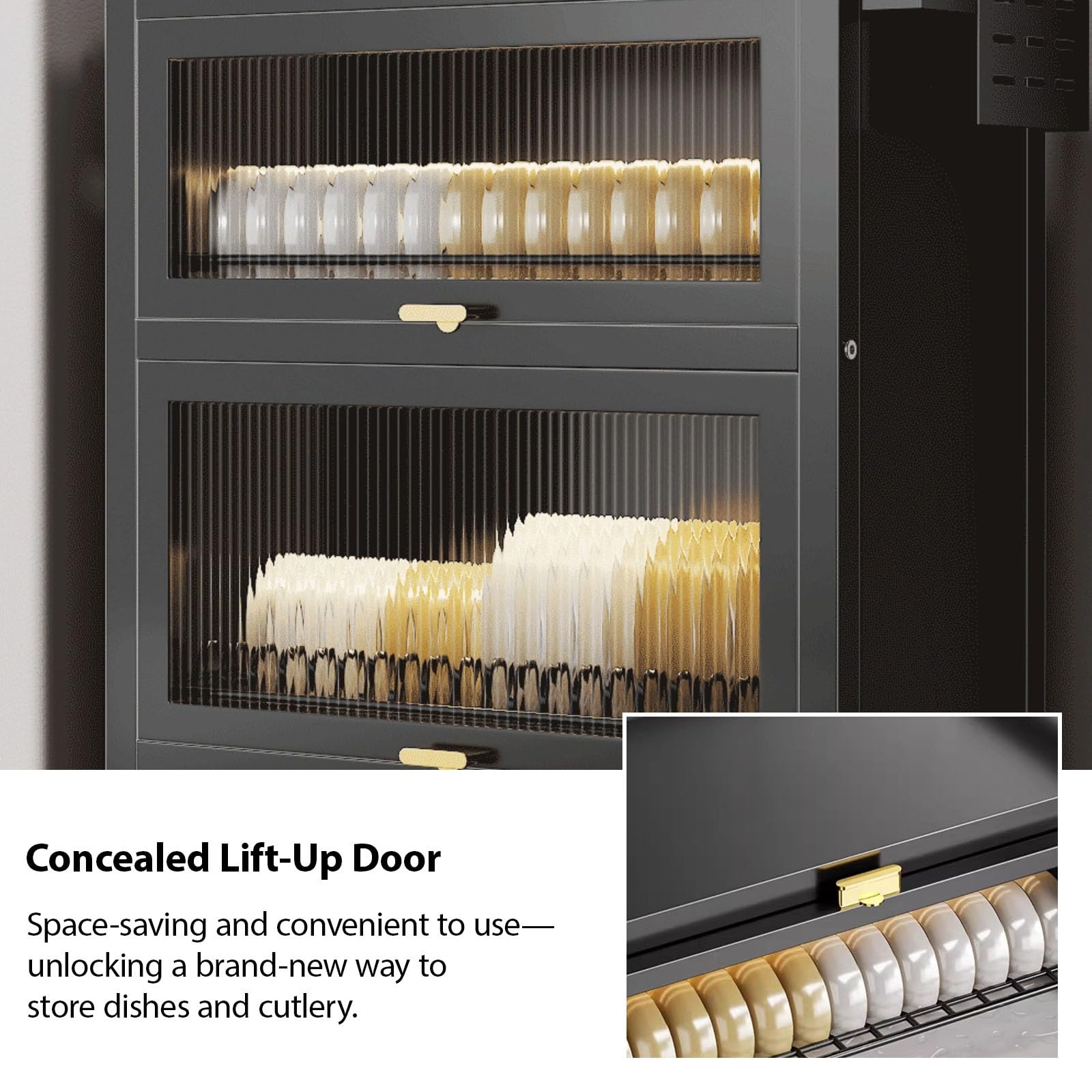 Organizador de fregadero de cocina con puerta abatible, estante de almacenamiento de 2 niveles, estante ajustable para platos, vasos, cuencos y cubiertos, organizador de cocina multifuncional