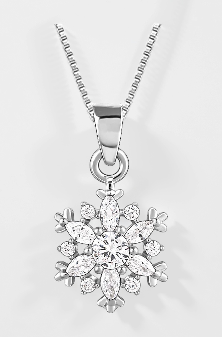 GIVA 925 Silver Snowflake Necklace (Box Chain) | Gifts for Women & Girls | Authentic with Certificate & Warranty