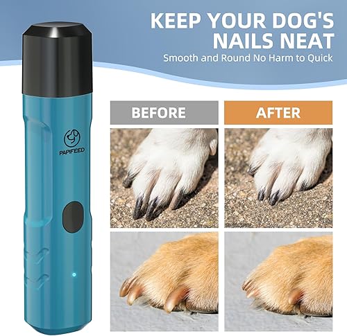 Miniatura 7 de PAPIFEED Molinillo de uñas para perros con 2 luces LED, recortadora de uñas recargable de 3 velocidades, potente lima de uñas eléctrica mejorada,