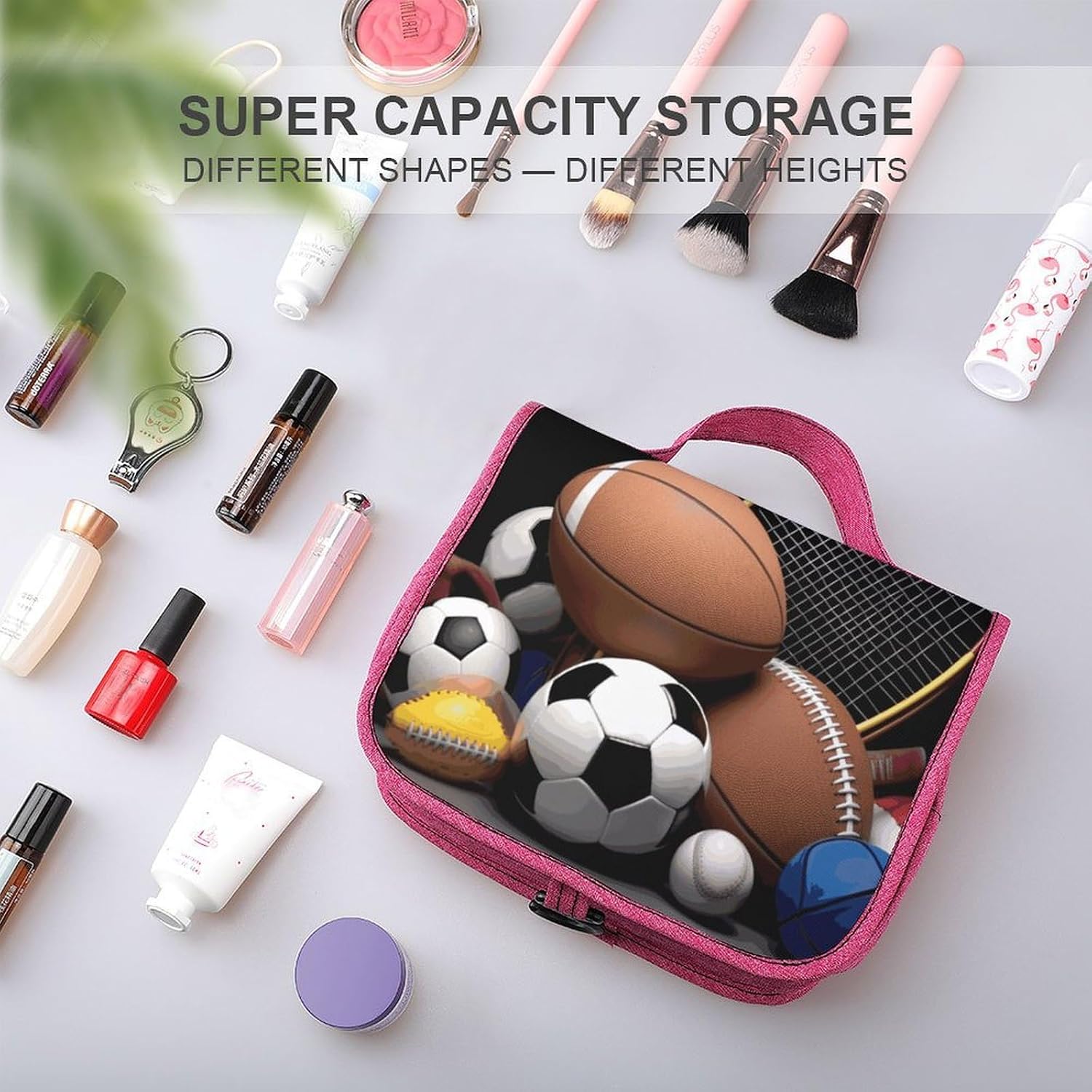 Sports Themed Bag Travel Size Toiletries Thickened Canvas Fabric，Tote Bag with Handle Hanging Hook，makeup Bag for Travel, Fitness, Camping, Family Use, Etc. image 4