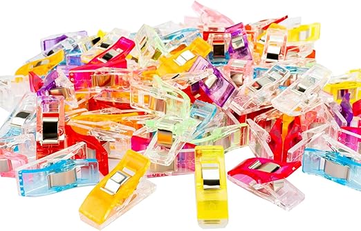 Multipurpose Sewing Clips, Pack of 100 Premium Plastic Fabric Clips, Perfect Alternative Sewing and Quilting Pins, Fit Any Chip, Bag Clips for Food, Assorted Colors Binding Clips