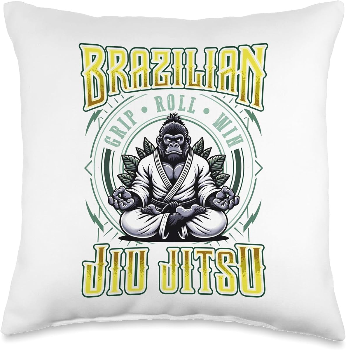 BJJ Grip Roll Win - Grappling Jiu Jitsu Meditation Gorilla Cojín