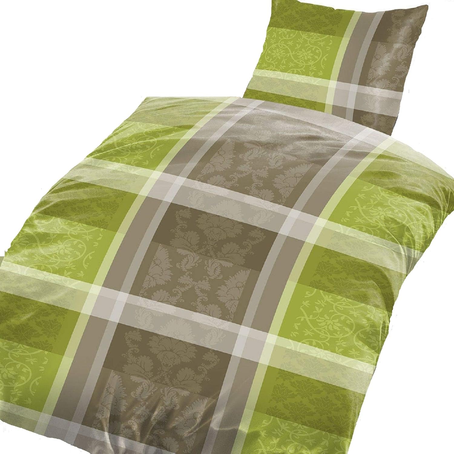 4tlg Microfaser Winter Bettwäsche Set Coral Fleece – Hochflour Nicky Teddy Plüsch 2X 135 x 200 cm + 2X 80 x 80 cm Mats Grün NEU mit RV