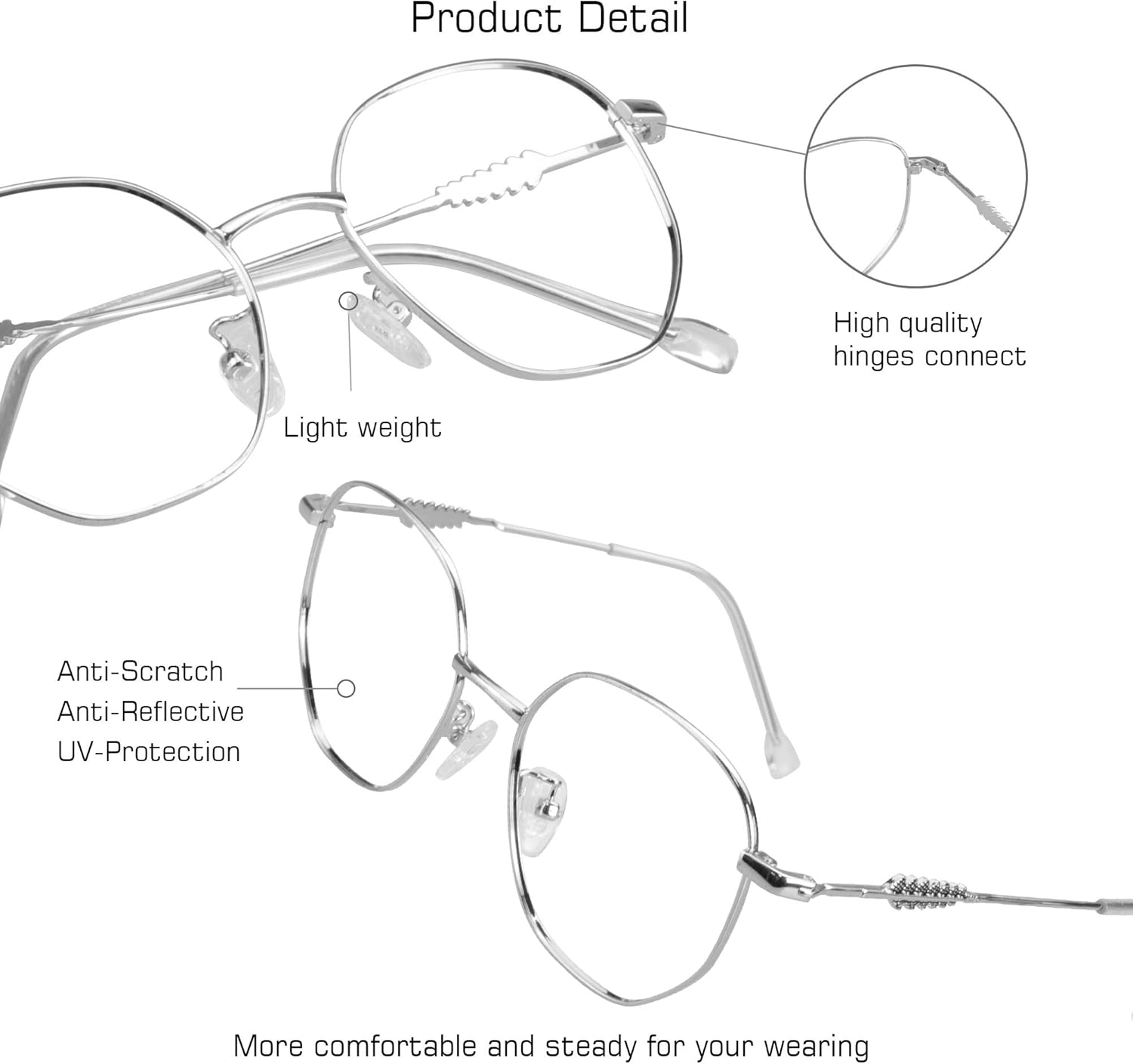 VisionGlobal Blue Light Blocking Glasses for Computer Reading, Anti Glare Lenses Help Reduce Eye Strain