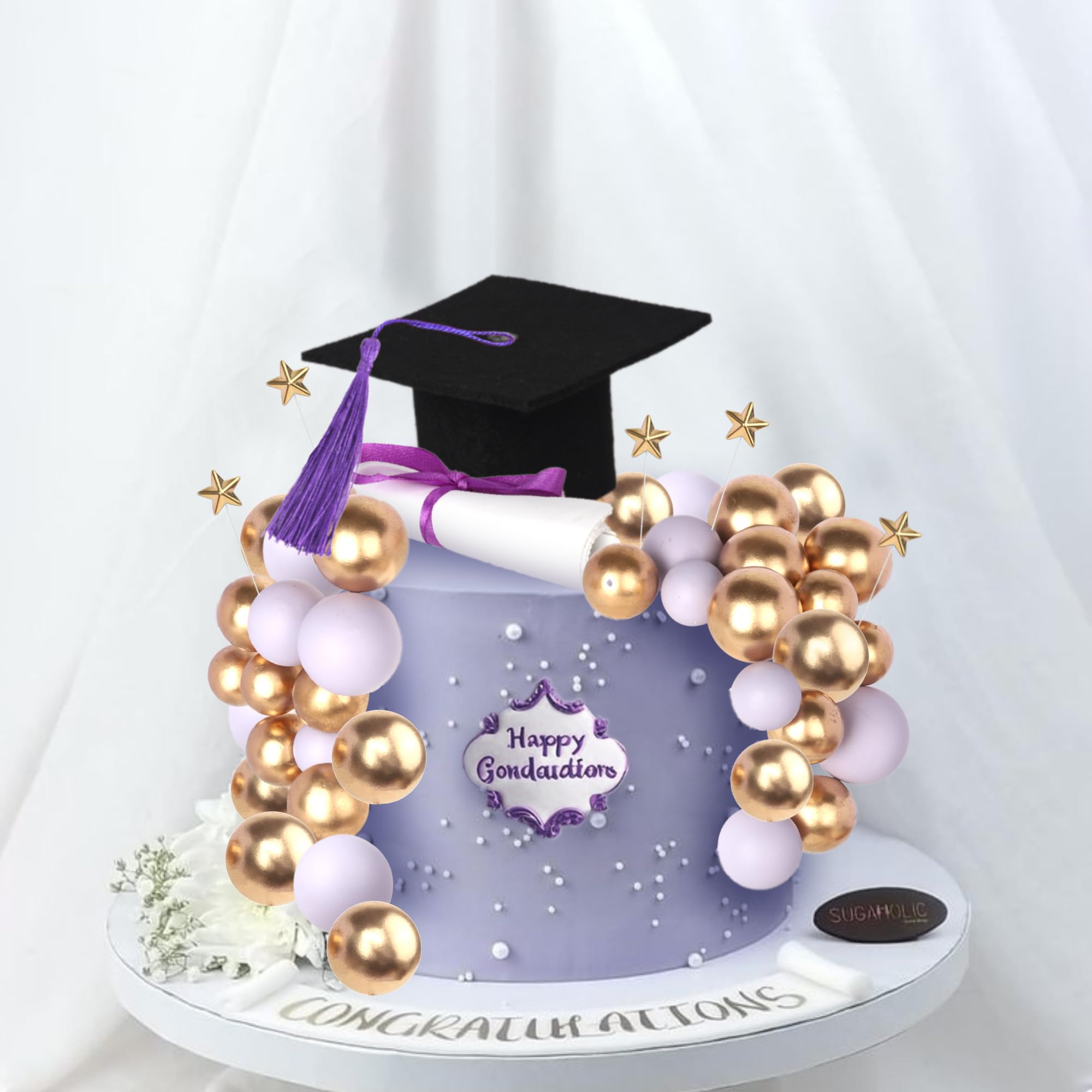 24 Pack Class Of 2025 Graduation Cake Toppers - Diploma Cap & Congrats Grad Decorations For Cupcakes, Desserts - View #6