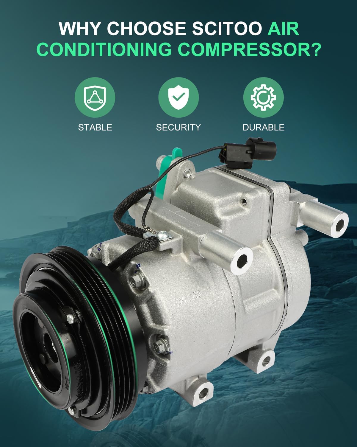 SCITOO AC Compressor fit for Dodge Attitude 1.6L 2006 2007 2008 2009 2010 2011 2012, for Hyundai Accent 1.6L 2006 2007 2008 2009 9770117511 977011E000 977011E001