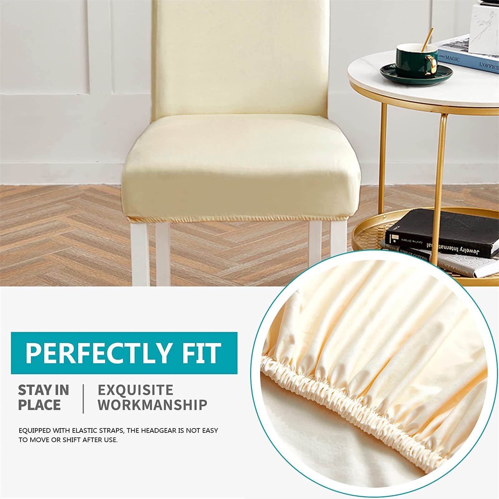 Set 4 Coprisedia Impermeabili Elasticizzati In Pelle PU – Per Sedie Da Pranzo, Rimovibili E Lavabili, Colore Caffè - 4