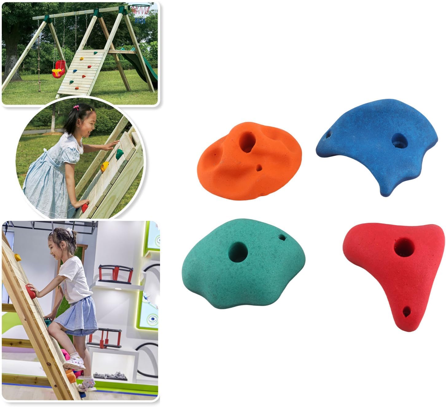 Climbing Holds Multi Color Resin Fiber Different Shape Round Corners Climbing Rock Wall Grips for Outdoor Indoor Playground Kids Exercise Training Safety Non Slip