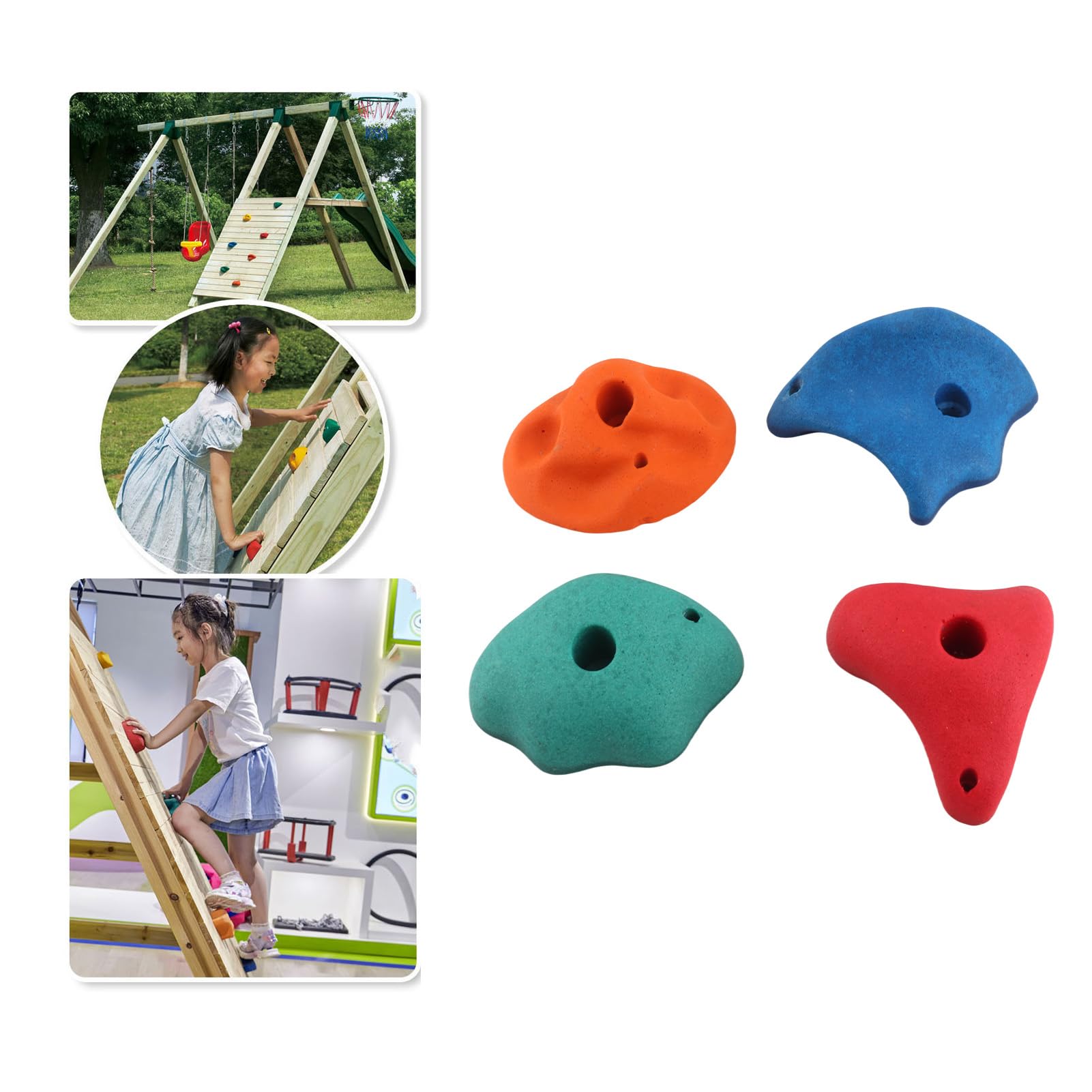 Presas de Escalada, Fibra de Resina Multicolor, Diferentes Formas, Esquinas Redondas, empuñaduras de Pared de Roca para Escalada, para Patio de Juegos para niños al Aire