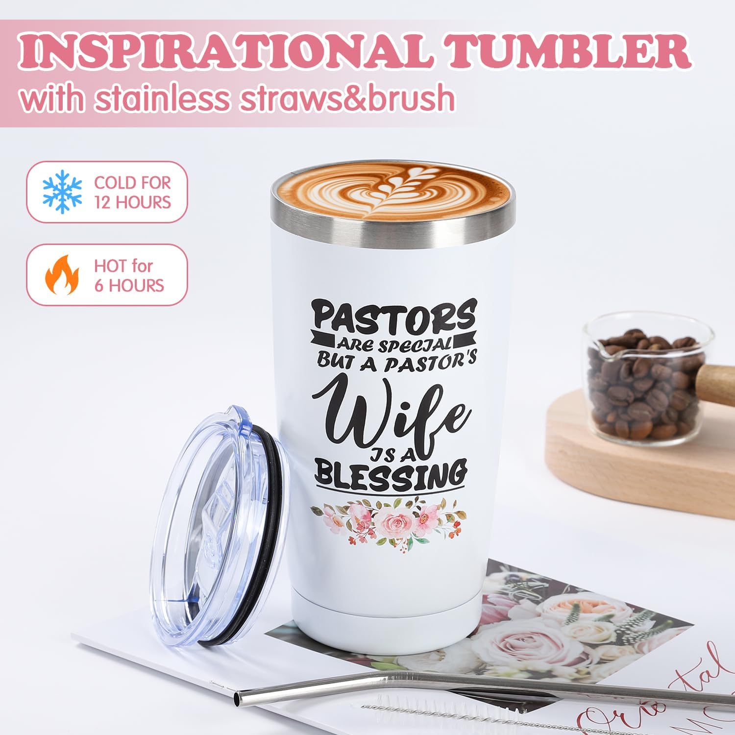 Pastor Wife Gifts,Pastors Wife Appreciation Gifts 7pcs Set,Unique Pastor Wife Gifts,20oz Tumbler Leather Journal Cards Signs Pen Bookmark For Christian Christmas Birthday Retirement Anniversary - Image 3