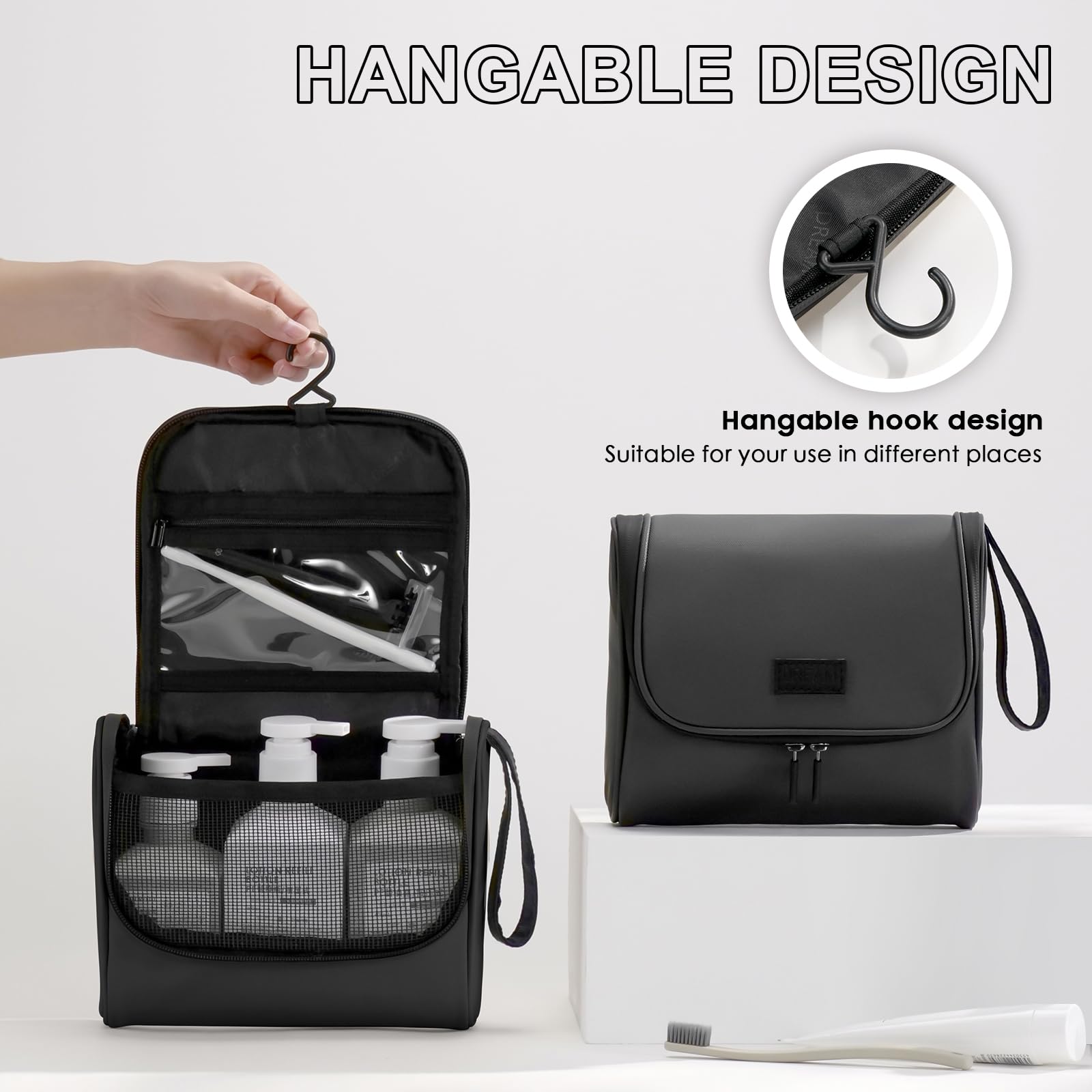 Borsa per Il Trucco Pieghevole, Borsa da Toilette Impermeabile, Organizer per Cosmetici da Donna e Uomo per Viaggi, Palestra, Bagno, Custodia da Appendere.