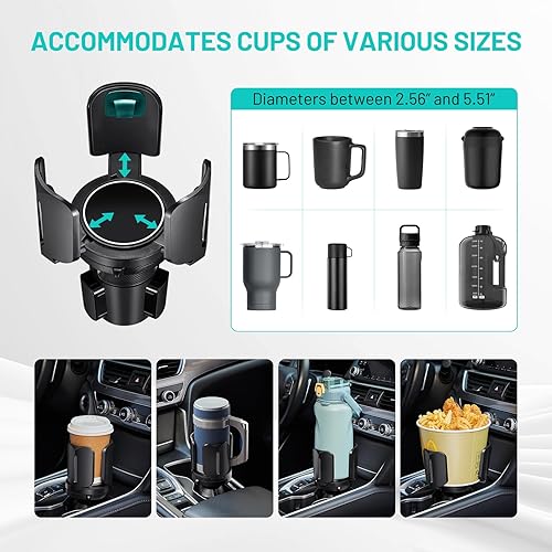 Miniatura 6 de Adaptador expansor de portavasos de automóvil ajustable este expansor multiusos para automóvil con goma se adapta a botellas grandes y tazas y