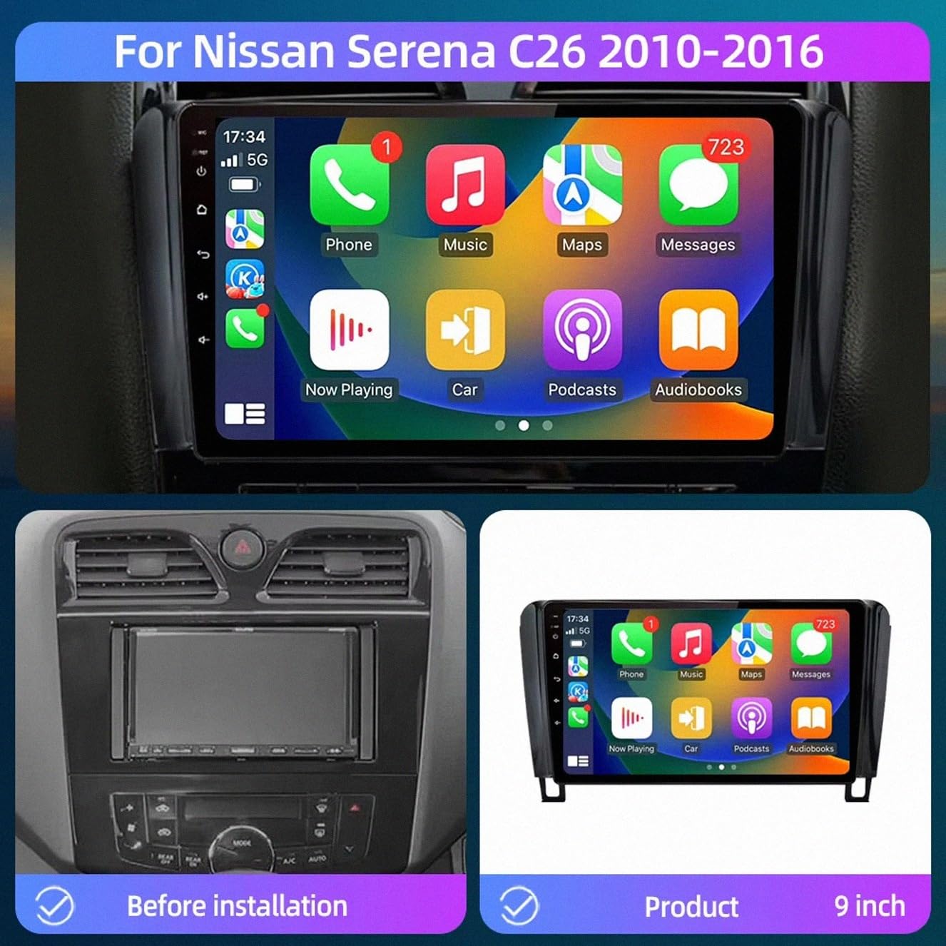 Car Radio dla Nissan Serena4 C26 2010-2016 9 Inch Android 15 Touch Screen Mirror Link Swc Cooling Fan For, 4 Core 4G+64G