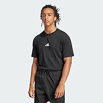 adidas Homme Essentials Small Logo Single Jersey Tee, Black, White, L