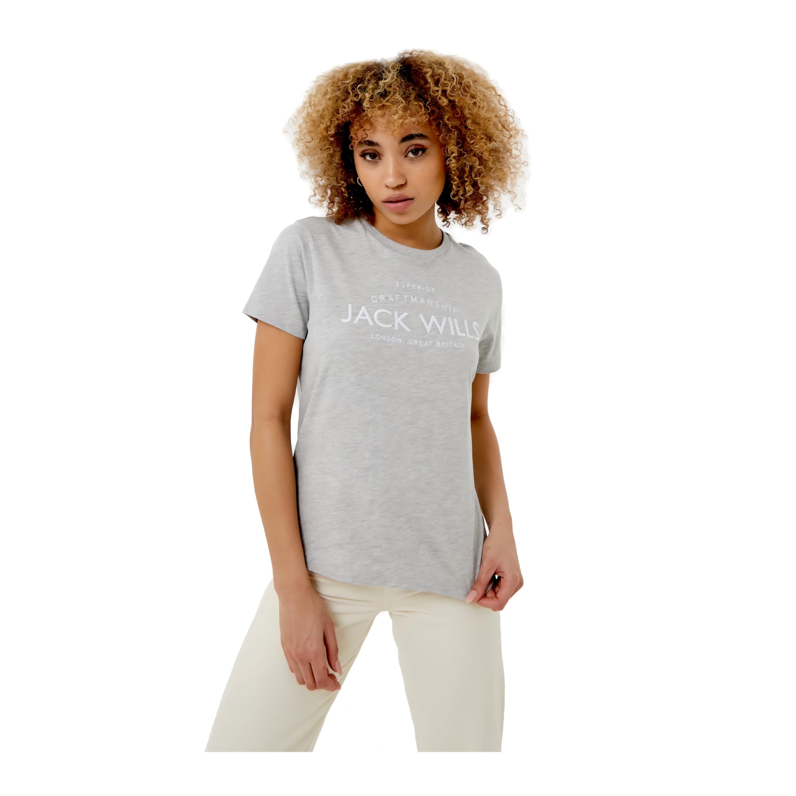 Jack Wills Womens Forstal Boyfriend Logo T-Shirt Grey Marl XL