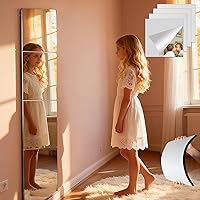 Unbreakable Shatterproof Kids Mirror Tiles - 4x 12x12 Inch Acrylic Full Length Wall Mirrors for Toddlers, Classroom, Bedroom, Gym & Dance Studio